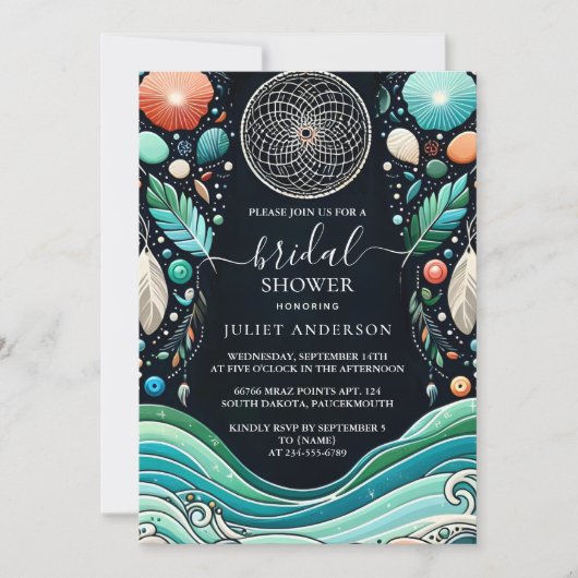 ザアクアシンドワーク積み重ねシーガラスブライダルシャワー 招待状 (正面)