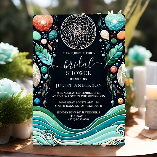 ザアクアシンドワーク積み重ねシーガラスブライダルシャワー 招待状