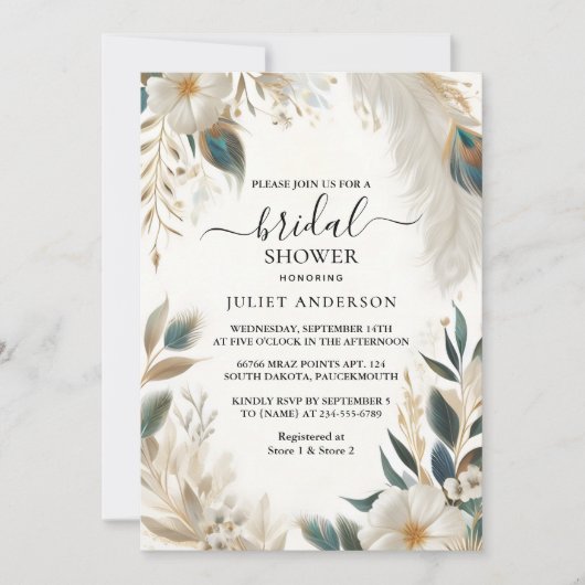 ザアジアン素朴スカイクラウドピーコックブライダルシャワー 招待状 (正面)