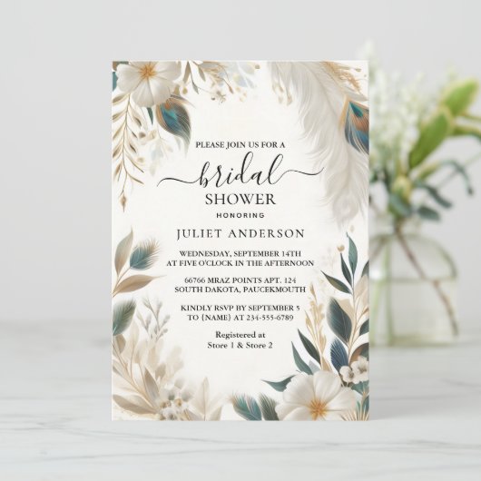 ザアジアン素朴スカイクラウドピーコックブライダルシャワー 招待状 (スタンド正面)