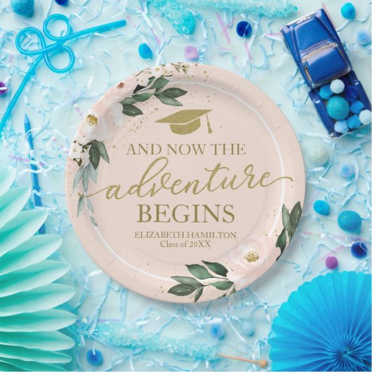 ザアドベンチャーがピンク赤面フローラグラードパーティー ペーパープレート (パーティー)