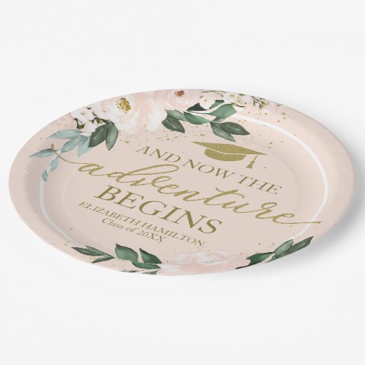 ザアドベンチャーがピンク赤面フローラグラードパーティー ペーパープレート (アングル)