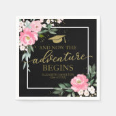 ザアドベンチャーがホットピンクのフローラグラードパーティー スタンダードカクテルナプキン (正面)