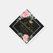 ザアドベンチャーがホットピンクのフローラグラードパーティー スタンダードカクテルナプキン (角)
