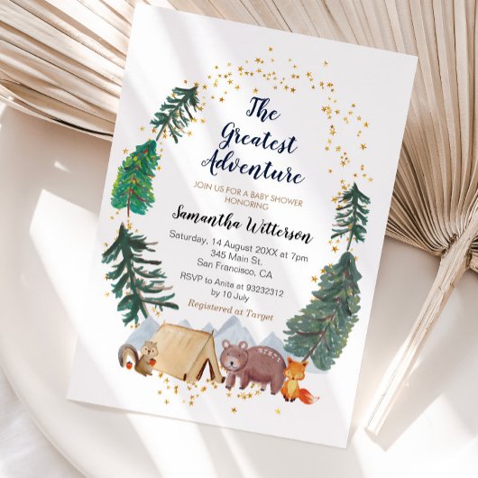 ザアドベンチャー素晴らしフォレストベビーシャワー 招待状