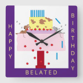 ザアフタヌーン昼寝 – ベレーション誕生日:正方形の壁 スクエア壁時計 (正面)