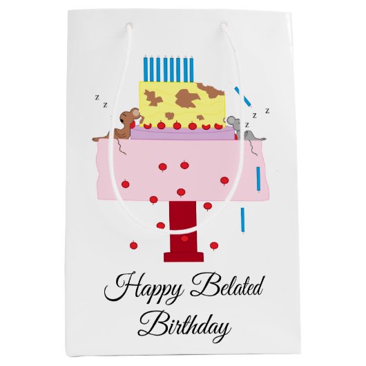 ザアフタヌーン昼寝 – ベレーテッド誕生日媒体ギフトバ ミディアムペーパーバッグ (正面)