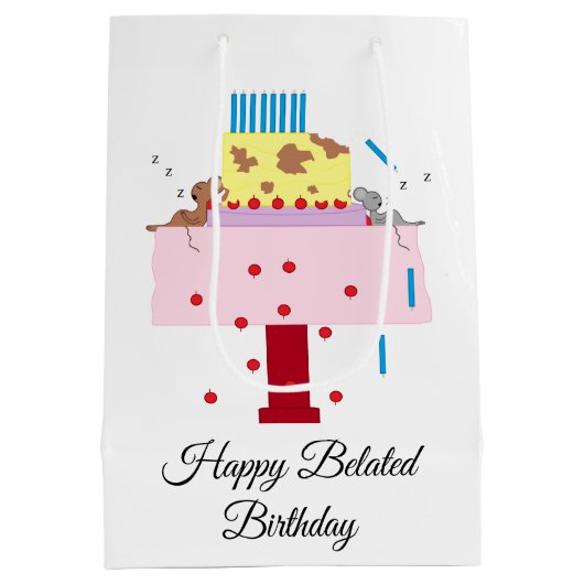 ザアフタヌーン昼寝 – ベレーテッド誕生日媒体ギフトバ ミディアムペーパーバッグ (裏面)