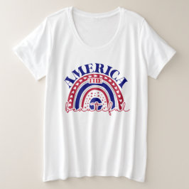 ザアメリカビューティフルレインボー プラスサイズTシャツ