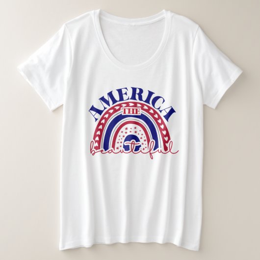 ザアメリカビューティフルレインボー プラスサイズTシャツ (デザイン正面)