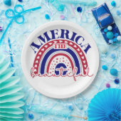 ザアメリカビューティフルレインボー ペーパープレート (パーティー)