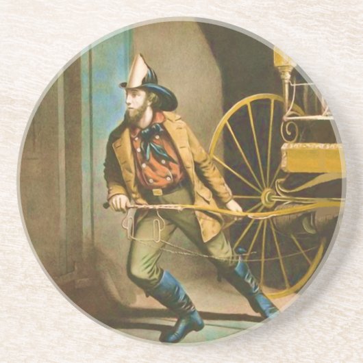 ザアメリカン消防士ヴィンテージ消防士スタイル2 コースター (正面)