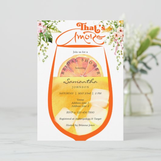 ザアモーレトロピカルアペロールフローラブライダルシャワー 招待状 (スタンド正面)