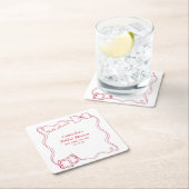ザアモーレハンドドロッドパスタイタリアブライダルシャワー スクエアペーパーコースター (インサイチュ)