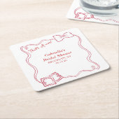 ザアモーレハンドドロッドパスタイタリアブライダルシャワー スクエアペーパーコースター (アングル)