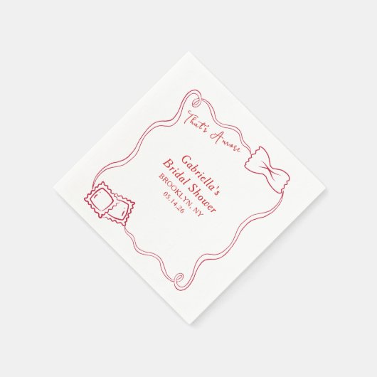 ザアモーレハンドドロッドパスタイタリアブライダルシャワー スタンダードカクテルナプキン (角)