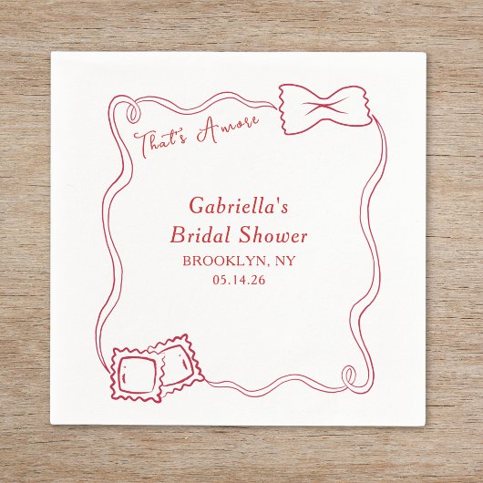 ザアモーレハンドドロッドパスタイタリアブライダルシャワー スタンダードカクテルナプキン