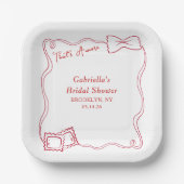 ザアモーレハンドドロッドパスタイタリアブライダルシャワー ペーパープレート (正面)