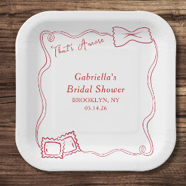 ザアモーレハンドドロッドパスタイタリアブライダルシャワー ペーパープレート