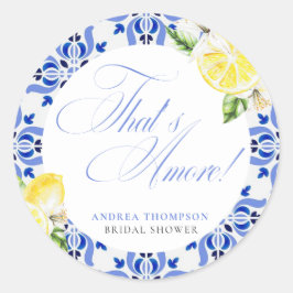 ザアモーレモンブルーイタリアンタイルブライダルシャワー ラウンドシール