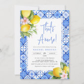 ザアモーレモンブルーイタリアンタイルブライダルシャワー 招待状 (正面)