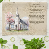 ザアンジェラス祈りの言葉ダマスクキッチンタオル キッチンタオル (折り畳み)