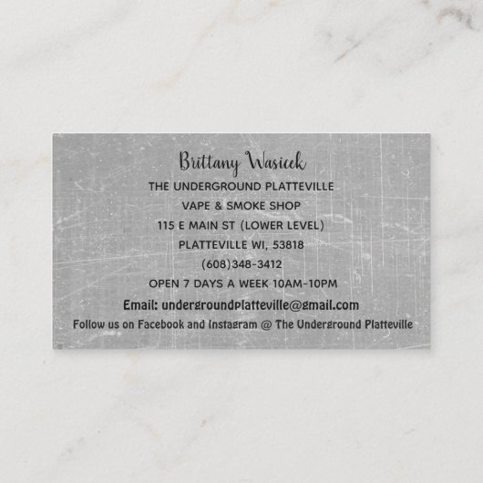 ザアンダーグラウンドビジネスカードグレーケージ 名刺 (裏面)