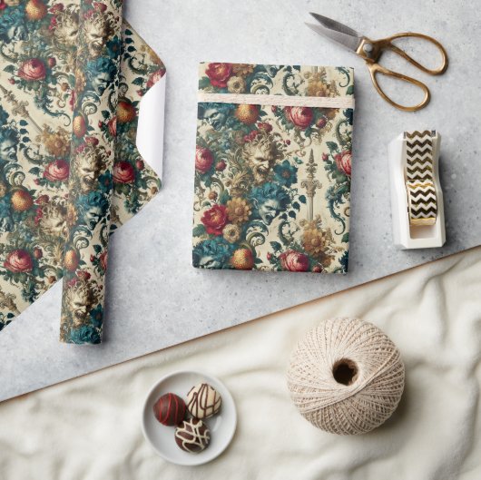 ザアーキーン無政府状態 – ゴシックフローラバンダナ ラッピングペーパー (クラフト)