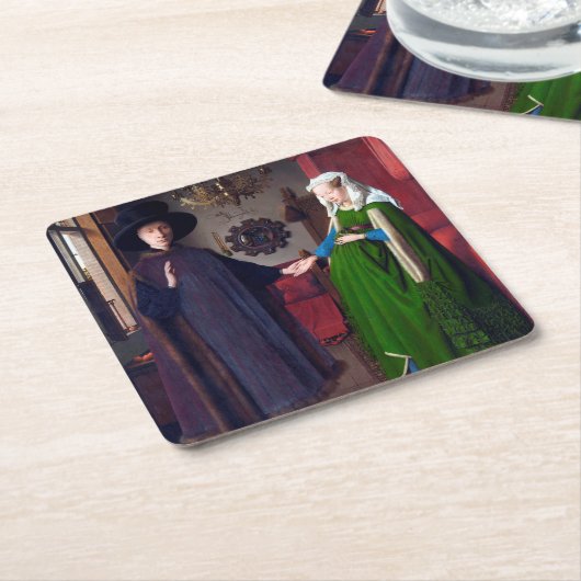 ザアーノルフィンポートレート、ヤン・ヴァン・エイク スクエアペーパーコースター (アングル)