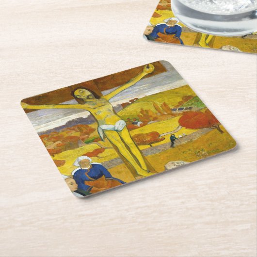 ザイエローキリスト、ゴーギャン スクエアペーパーコースター (アングル)