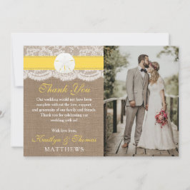 ザイエローサンドドルビーチ結婚式コレクション サンキューカード