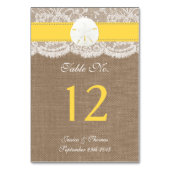 ザイエローサンドドルビーチ結婚式コレクション テーブルナンバー (裏面)