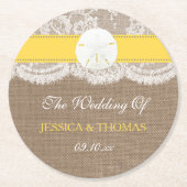 ザイエローサンドドルビーチ結婚式コレクション ラウンドペーパーコースター (正面)
