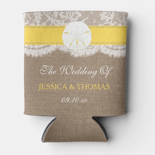 ザイエローサンドドルビーチ結婚式コレクション 缶クーラー (正面)