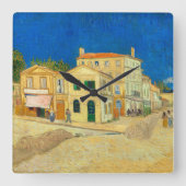 ザイエローハウスバイビンセントヴァンゴッホ スクエア壁時計 (正面)