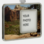 ザイオン国立公園のエメラルドプールの滝 シルバープレートフレームオーナメント (右)