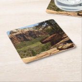 ザイオン国立公園のエメラルドプールの滝 スクエアペーパーコースター (アングル)