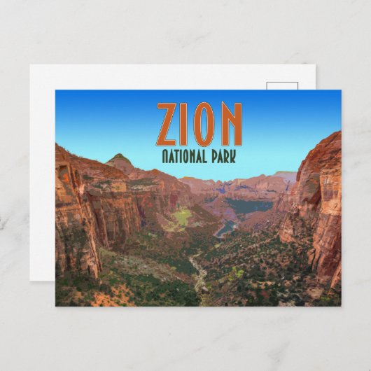 ザイオン国立公園のユタのヴィンテージ ポストカード (正面/裏面)
