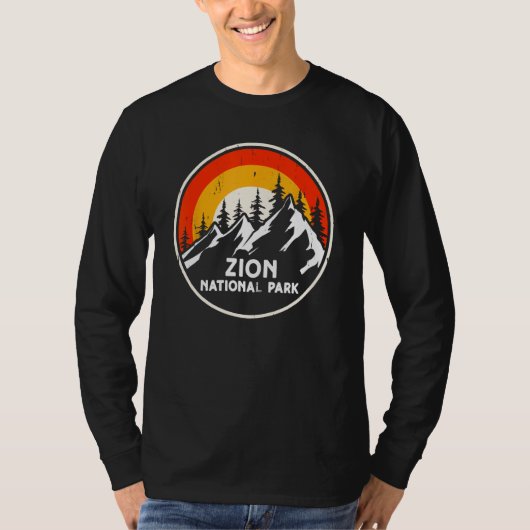 ザイオン国立公園の山の木々と太陽のキャンプ Hi Tシャツ (正面)