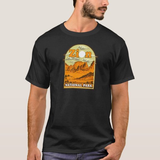 ザイオン国立公園 ビンテージ アート アート グッズ Tシャツ (正面)