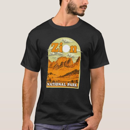 ザイオン国立公園 ビンテージ アート アート グッズ Tシャツ (正面)
