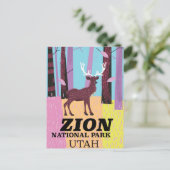ザイオン国立公園 ユタ州 旅行ポスター ポストカード (スタンド正面)