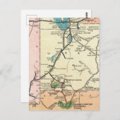 ザイオン - グランドキャニオン ヴィンテージマップ ポストカード (正面/裏面)