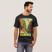 ザイオン・ナローズ国立公園の観光客向けビンテージ ポスター Tシャツ (正面フル)