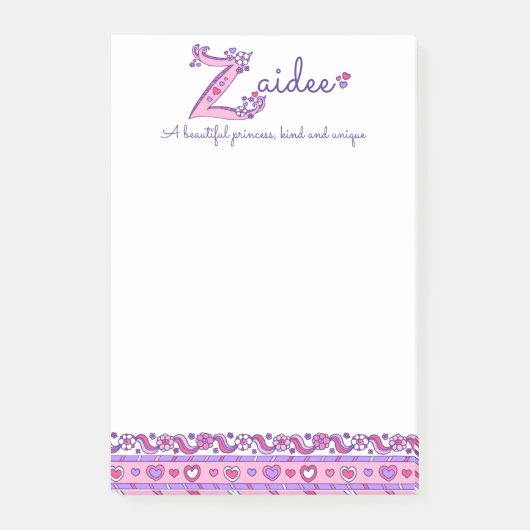 ザイデエ文字のZ名はピンクの紫を意味する ポストイット (正面)
