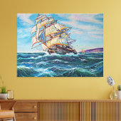 ザイルボートを荒海にファインアート絵画ズ キャンバスプリント (インサイチュ (リビング))