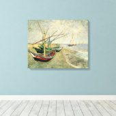 ザインツ・マリーズのビーチにボート キャンバスプリント (インサイチュ (ウッドフロア))