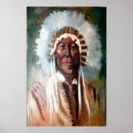 ザインディアンチーフウエスタンアートプリント ポスター (正面)