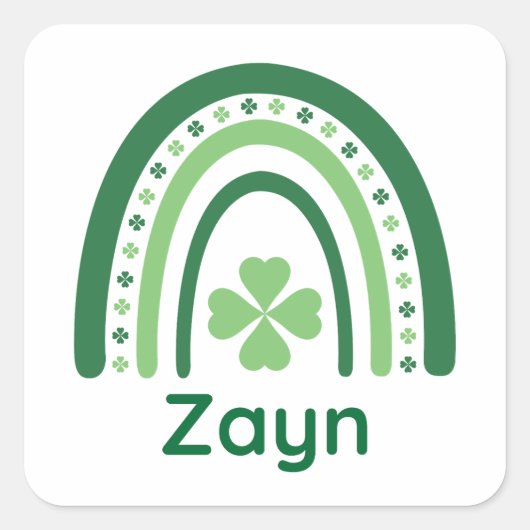 ザインネームクローバーボホーレインボー スクエアシール (正面)