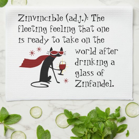 ザインベーシ感じブルのおもしろいジン・ワイン引用文 キッチンタオル (折り畳み)